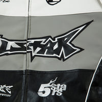 Leather Zip Up Racer Jacket