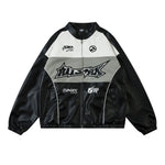Leather Zip Up Racer Jacket