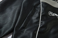 Leather Zip Up Racer Jacket