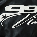 Leather Zip Up Racer Jacket