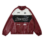 Leather Zip Up Racer Jacket